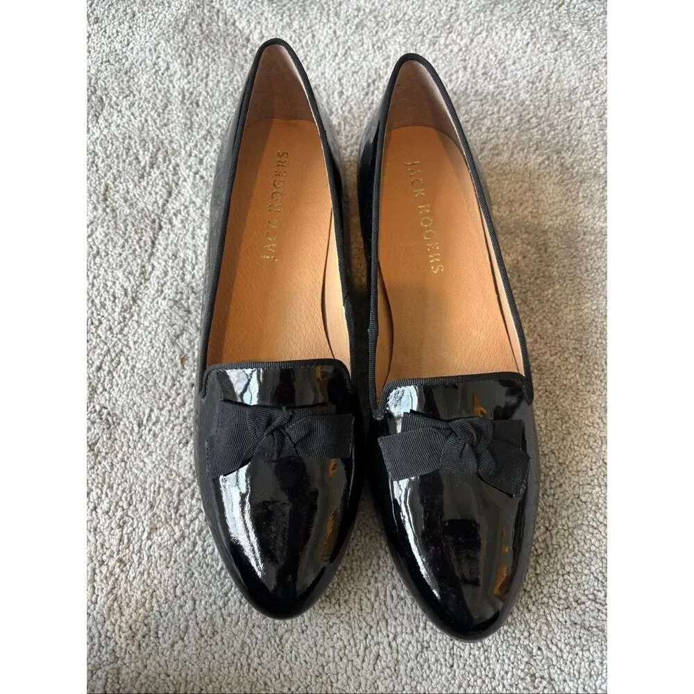 Jack Rogers Ginny Black Patent Leather Bow Loafers | Quiet Luxury Ballet Academi